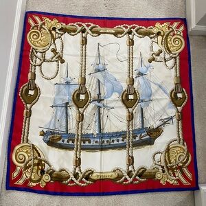 Hermes Tribord Silk Scarf - Red, Blue, Beige